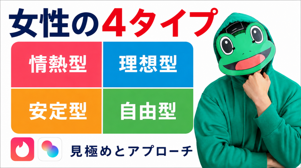 女性の4タイプでアプローチは変わる|マッチングアプリの見極め方