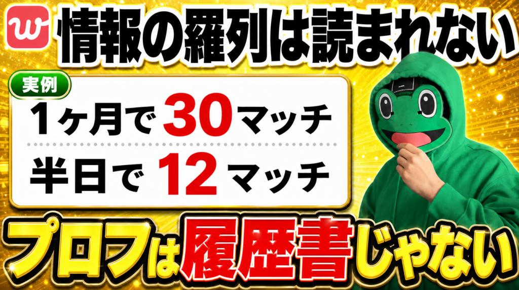 会った時の空気が想像できるか｜withのプロフィールで半日12マッチ